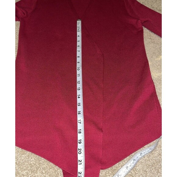 Eileen Fisher S/Petite Cardigan Medium Red Open Radish Tencel Silk Angle Front - Picture 11 of 14